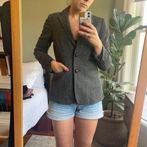 100% wool JCrew hunting blazer w leather buttons